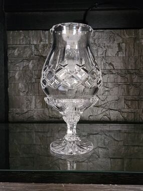 Gorham Clear Cut Crystal King Edward 2 Piece Hurricane Lamp
